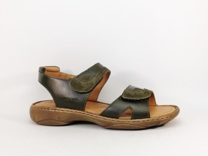 Sandale femme grande taille cuir vert à scratch destockage JOSEF SEIBEL debra