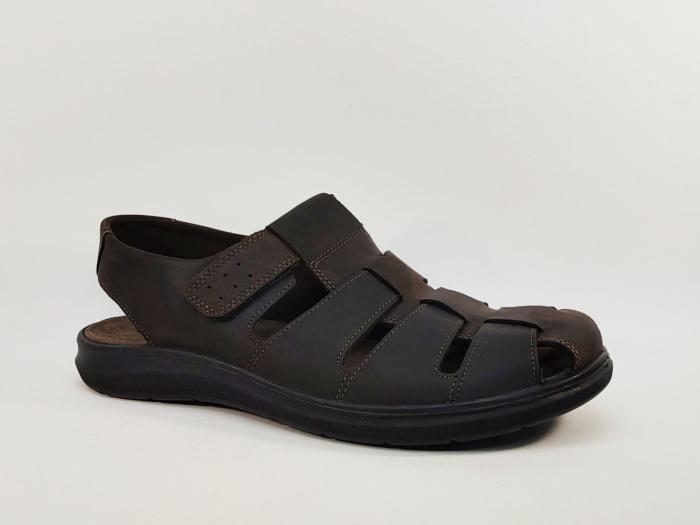 Sandale homme confortable bout fermé cuir marron destockage IMAC 753081 à pas cher