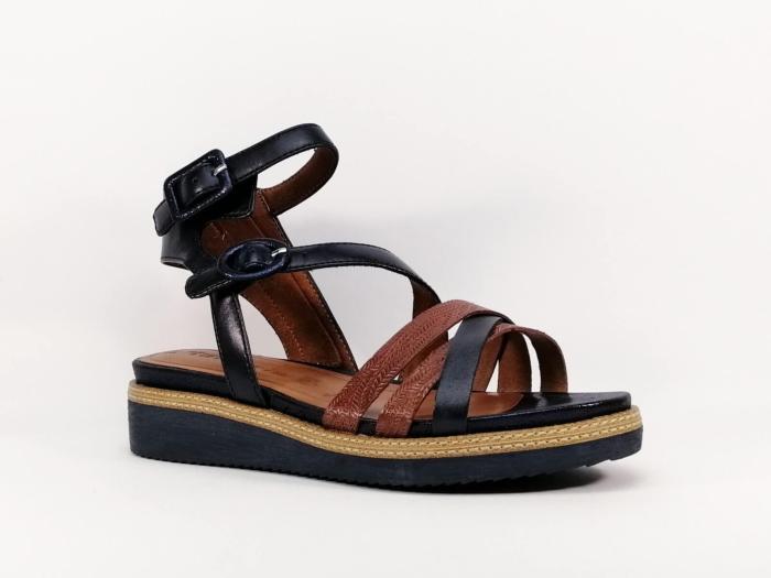 Sandale compensée tendance en cuir marine TAMARIS 28208 pour femme