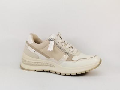 Sneakers destockage TAMARIS 23709 cuir beige blanc chic et confortable