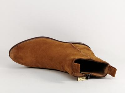 Bottines plates femme cuir nubuck camel confortable et souple destockage CARMELA 160930 CAMEL