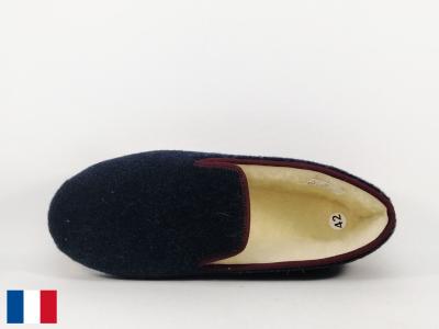 Charentaise homme semelle feutre made in France confort fourré laine BOSSI charentais marine