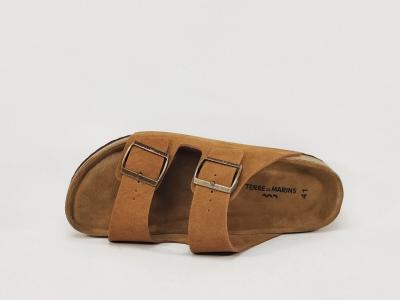Claquette homme cuir cognac confortable tendance à pas cher TERRE DE MARINS bartino