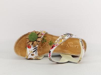 Sandale femme compensée originale chic confortable cuir fleurs LAURA VITA barry 36
