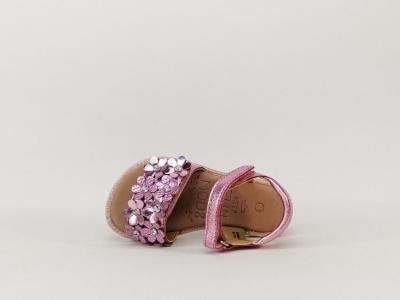 Sandale en cuir rose à velcro destockage MOD8 Parlotte pour fille