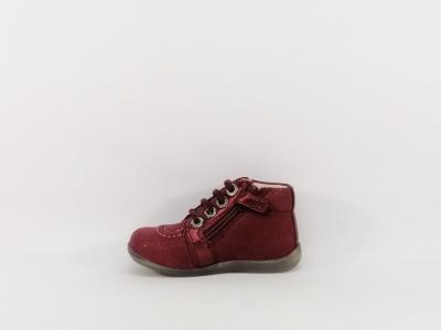 Basket montante KICKERS be power cuir bordeaux destockage fillette