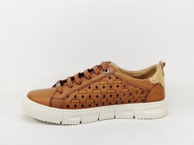 Basket femme cuir souple camel en destockage CARMELA 68568