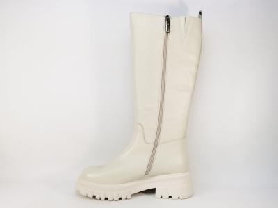 Bottes blanches cuir femme destockage CARMELA 68186 style rangers