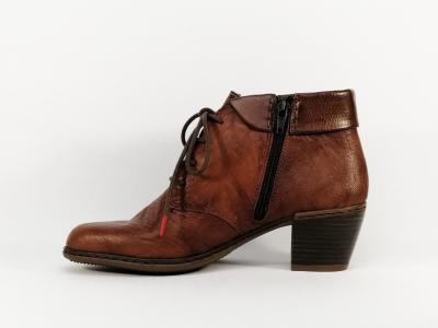 Bottine femme en simili cuir camel chic RIEKER Y2131 à talon