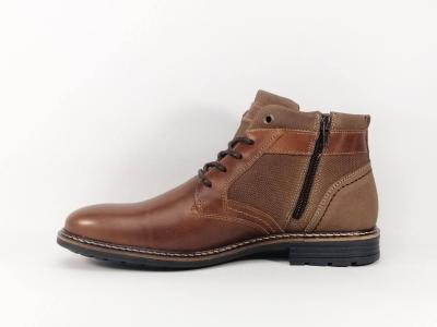 Chaussure chic montante homme cuir camel MORAN'S seguin confortable zip lacets