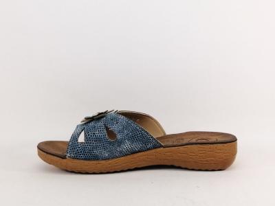 Mule compensée femme à pas cher RELAXITY Maddox bleu jean semelle anatomique