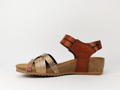 Sandale compensée en cuir fabriquée en Espagne JORDANA 2959 femme