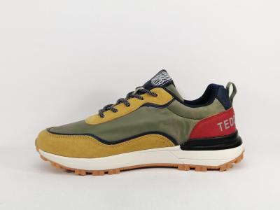 Sneakers homme tendance destockage TEDDY SMITH 78896 confortable kaki jaune rouge