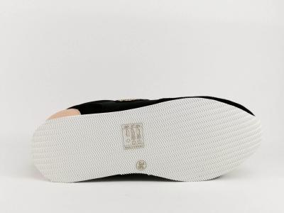 Basket cuir noir destockage TROPEZIENNES college pour femme