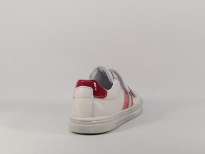 Basket fille en cuir blanc à velcro Destockage BOPY Starmavel