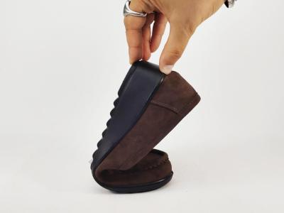 Mocassin compensé femme marron chocolat confortable semelle cuir SWEET'R decalant pas cher