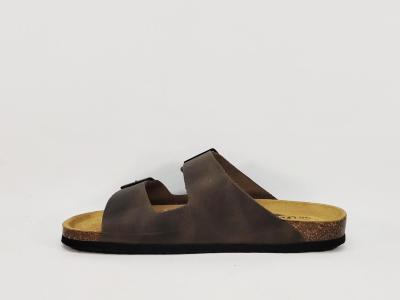 Mule homme grand confort cuir marron PLAKTON barna musgo semelle mémoire de forme