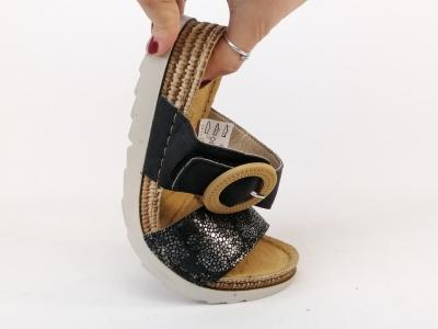 Mule noire femme chic confortable semelle cuir à pas cher MORAN'S agate