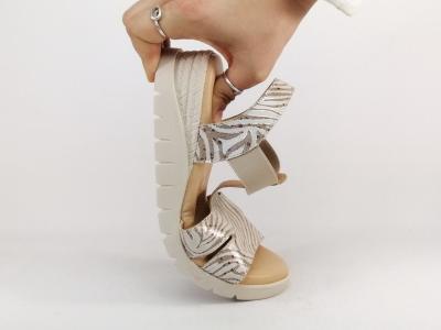 Sandale femme compensée cuir or chic confortable semelle mémoire de forme VALERIA'S 2032