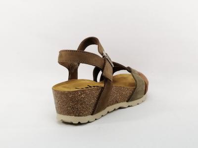 Sandale confortable compensée cuir taupe femme JORDANA 2897