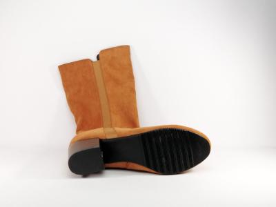 Botte grande taille femme mollet large à talon destockage ANDRES MACHADO AM4181 camel