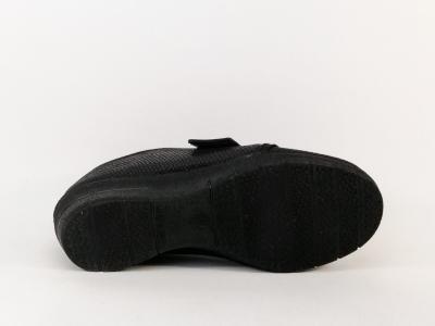 Chausson femme compensé noir à scratch pieds larges et sensibles ZEL'S 3820 à pas cher