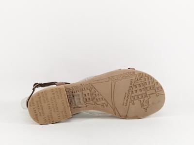 Sandale plate femme avec frange cuir camel en destockage TROPEZIENNES belie