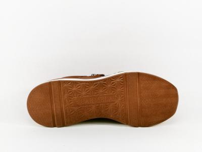Sneakers femme cuir camel tendance confortable destockage CARMELA 160208 zip lacets