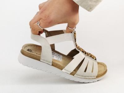 Sandale élastique femme chic confortable semelle cuir souple MORAN'S akora à pas cher beige