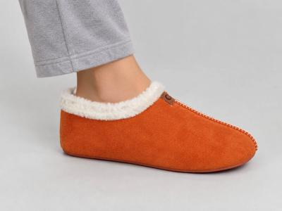 Chausson fourré femme confortable orange tendance CHIC & RELAX ettena