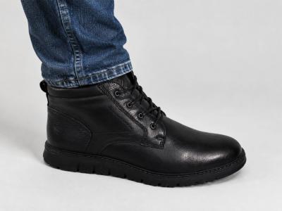 Chaussure montante homme cuir noir souple confortable en destockage IMAC ARA 454026