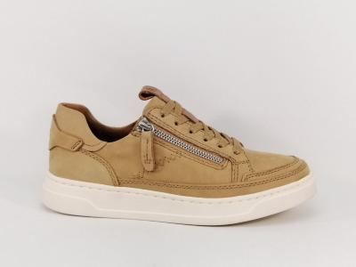 Basket tendance femme cuir camel chic et confort destockage TAMARIS 23707