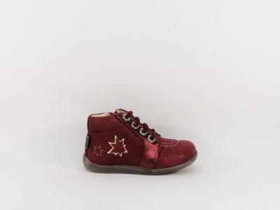 Basket montante KICKERS be power cuir bordeaux destockage fillette