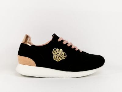 Basket cuir noir destockage TROPEZIENNES college pour femme