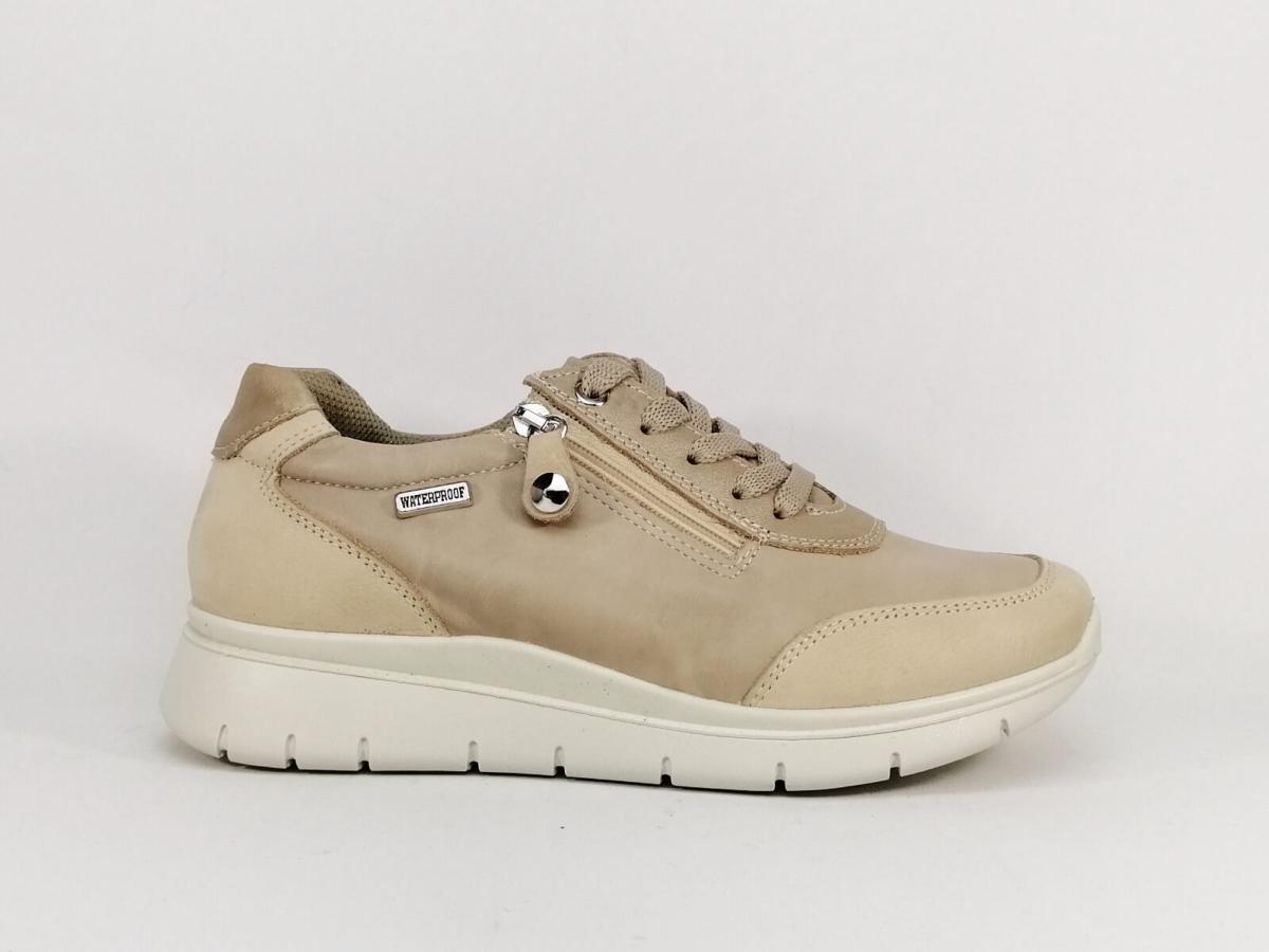 Chaussures basket fille en cuir beige Point 24 Made in France 🇨🇵 -  Patt'touch | Beebs