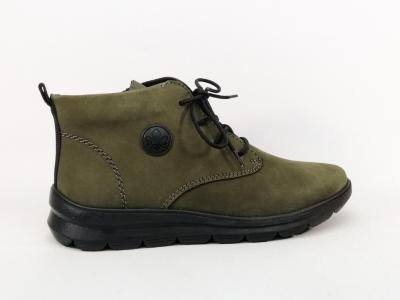 Bottine femme pieds larges souple et confortable RIEKER Z0022 cuir vert