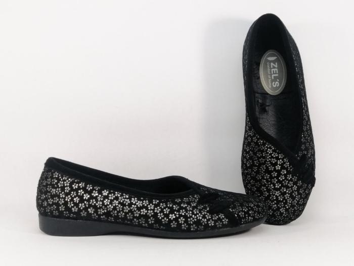 Chaussons ballerine femme chic et confortable velours noir ZEL'S 2495