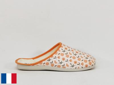 Chausson femme été coton toile pieds sensibles made in France BOSSI orleans pêches