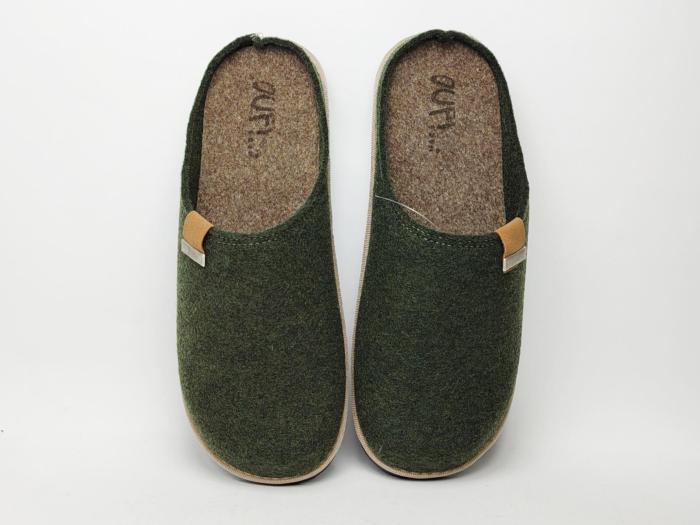 Chausson homme confortable semelle amovible dessus kaki feutre recycle OUF Mynes
