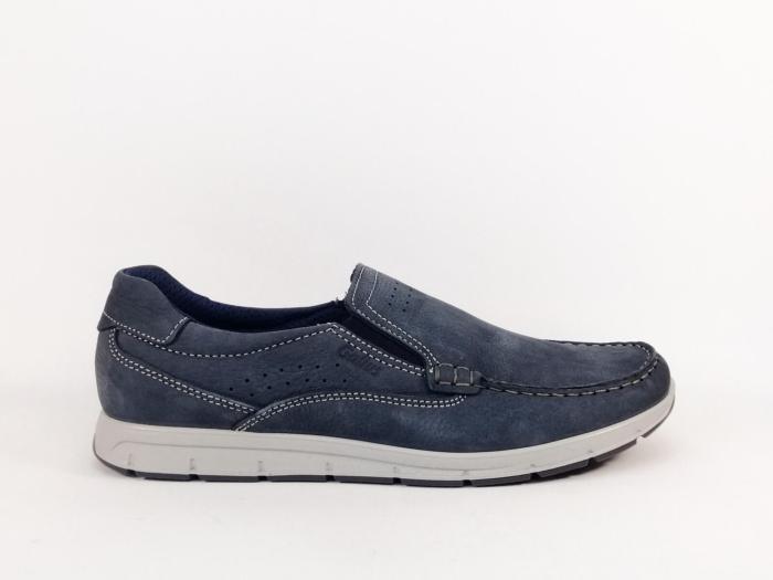 Chaussures homme sans lacets cuir bleu souple confortable destockage IMAC GALLUS lars