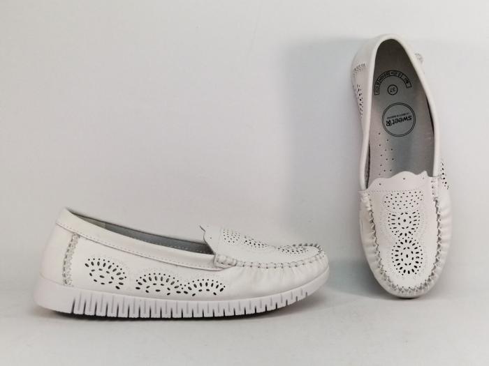 Mocassin femme cuir blanc souple et confortable SWEET'R mapa à pas cher