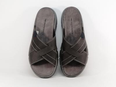 Mule homme cuir gris fonc trs confortable et souple en destockage IMAC 352860