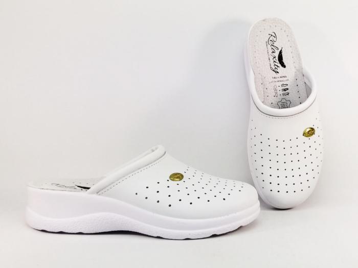 Sabot femme cuir confort blanc infirmière souple à pas cher RELAXITY Iode - fabrication Italie