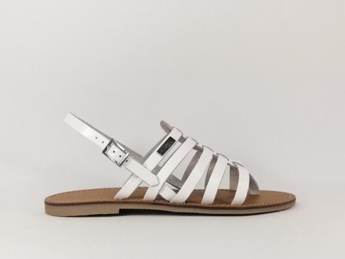 Sandale tout cuir blanc destockage TROPEZIENNES Herilo pour femme
