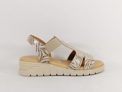 Sandale femme compensée cuir or chic confortable semelle mémoire de forme VALERIA'S 2032