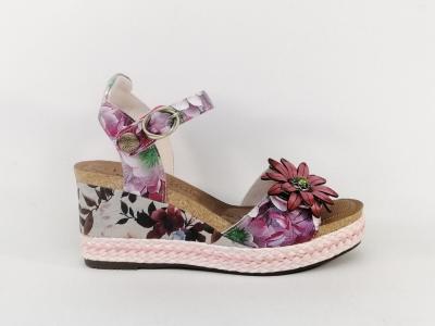 Sandale femme compensée originale chic confortable cuir fleurs LAURA VITA facyo 75