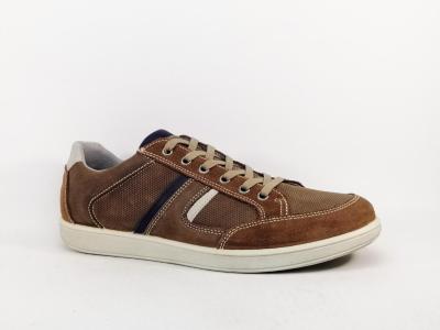 Basket homme cuir marron confortable souple en destockage IMAC 302690  pas cher
