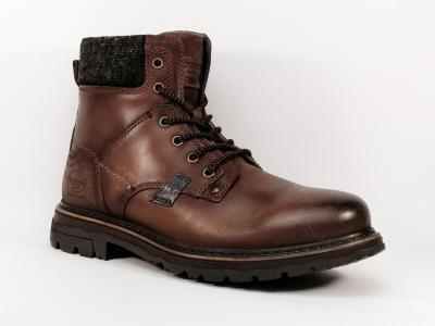 Boots homme cuir marron montante à lacets zip destockage DOCKERS 51GL001