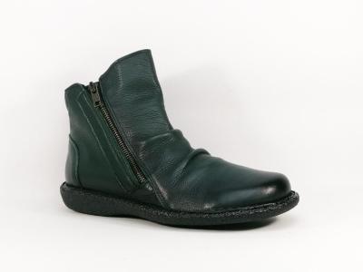 Bottine femme cuir souple vert foncé confortable et tendance BRAN'S 13260