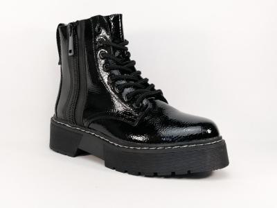 Bottine style rangers vernis noir TOM TAILOR 219640200 femme